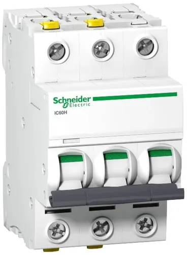 Schneider LS-Schalter 3P 10A D IC60H A9F08310 - Leitungsschutzschalter Acti 9 iC60H, 3-polig mit 10A, VDE-zertifiziert und ideal für sichere Stromverteilung in elektrischen Anlagen.
