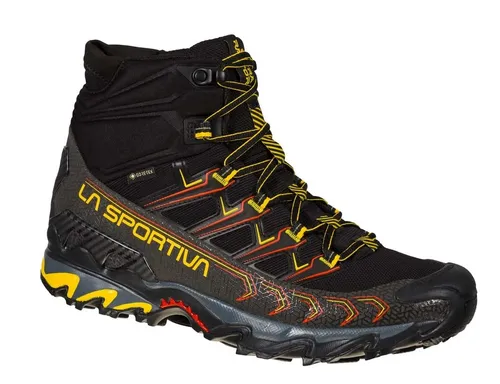La Sportiva Ultra Raptor II Mid GTX black/yellow (999100) 46 - Wanderschuhe mit GORE-TEX-Membrane für optimale Wasserdichtigkeit und Atmungsaktivität. Ideal für Wanderungen und Speed Hiking mit zusätzlichem Knöchelschutz und hohem Tragekomfort.
