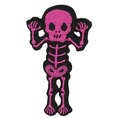 Freak Scene Aufnäher - Skelett frech - rosa-schwarz - Patch