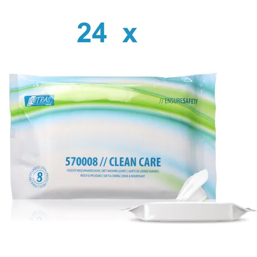Nitras Clean Care Einmal Waschhandschuhe - Pflege / Camping / Festival 24 x 8