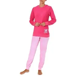 Normann Damen Frottee Pyjama mit Herz Motiv - Bequemer langarm Schlafanzug in Rosa, ideal für entspannte Abende. Aus 80% Baumwolle, mit Bündchen und süßem Herz-Motiv – perfekt für gemütliche Loungewear!