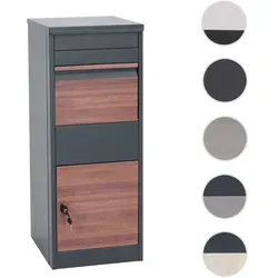 Paketkasten HWC-G80, sicherer Standbriefkasten in Holzoptik - Briefkasten mit großem Einwurf für kleine bis mittlere Pakete, inkl. Zylinderschloss und Befestigungsmaterial für sicheren Stand. Ideal für gewerbliche Nutzung.