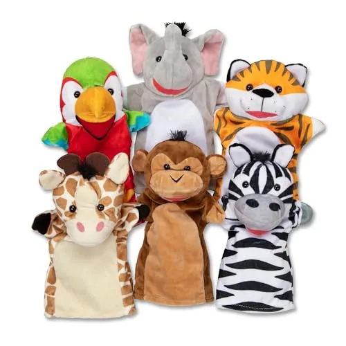Melissa & Doug Handpupppen-Set Safari Freunde | 6 Handfiguren | Für fantasievolles Puppenspiel | Für Kinder ab 2 Jahren