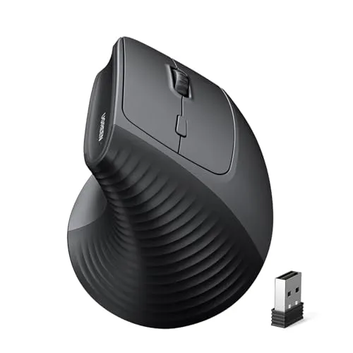 UGREEN 2.4G & Bluetooth Maus Kabellos Vertikale Ergonomische Maus für Windows/Mac OS uzw, 1000/1600/2000/4000 DPI, 6 Tasten (2.4G+BT 5.4)