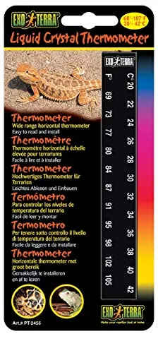 Exo Terra Liquid Crystal Thermometer, Digitalthermometer für Terrarien, Vivarien oder Aquarien, Anbringung innerhalb oder außerhalb möglich