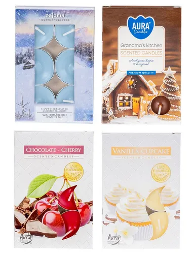 Levandeo® Duftkerze, 24 Kerzen 4x6 Stück Weihnachtsdüfte Weihnachtlich Duftkerzen