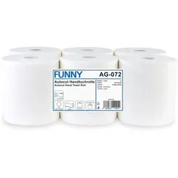 FUNNY Handtuchrolle Autocut 2-lagig, hochweiß, 130 Meter, 20 cm 1 Karton = 6 Rollen