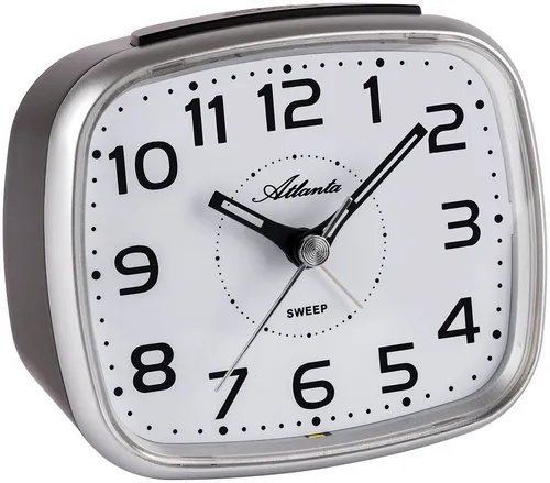Atlanta Quarzwecker ohne Ticken - 2142-19 - Stilvoller Analogwecker mit schleichender Sekunde und Lichtfunktion, ideal für einen ruhigen Schlaf und einfaches Wecken.