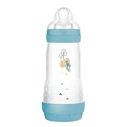 MAM Easy Start Anti-Colic Flasche 4+ Monate, schneller Durchfluss (320 ml) Ocean – Flasche zur Reduzierung von Koliken und Beschwerden des Babys – Babyflasche zum Stillen geeignet