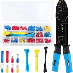 TECPO Crimpzange mit Kabelschuh-Sortiment, 225 mm, 271-teilig