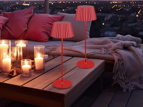 2er SET LED Akku Tischlampen Rot