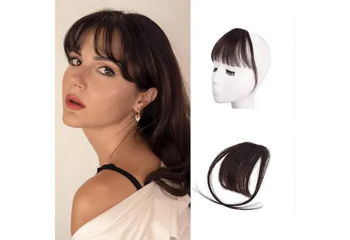 LuxusKollektion Echthaar-Extension Clip in Bangs Echthaar Dunkelbraun Haarverlängerung Fransen