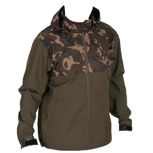 Fox Camo/Khaki RS 10K Jacket - Hochwertige Regenjacke - Funktionsjacke mit 10,000mm Wassersäule, atmungsaktiv und leichtgewichtig. Ideal für Angler, mit versiegelten Nähten und verstaubarer Kapuze.