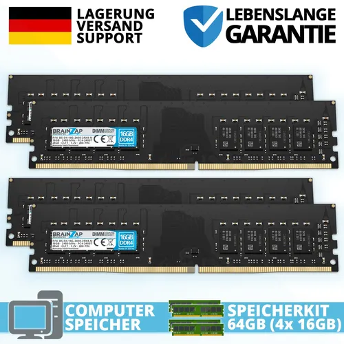 64GB DDR4 RAM PC4-2400T 2Rx8 2400 MHz 1.2V Desktop PC Arbeitsspeicher (4x 16GB)