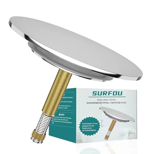 SURFOU Badewannenstöpsel Ø 72mm, Stöpsel Badewanne Abfluss Dichtung 44mm, Badewannen Verschluss Für Badewannenablauf, Wannenstöpsel Universal Stopfen Badewannenstopfen Abflussstopfen Deckel