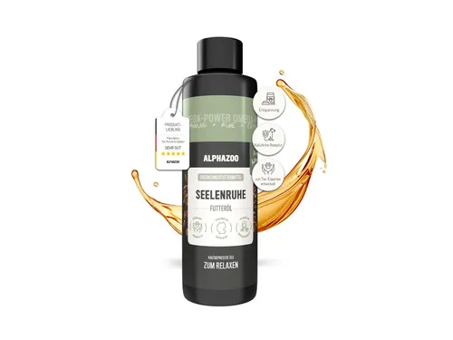 ALPHAZOO Fellpflege Seelenruhe Futteröl für Hunde 250ml, 250 ml, Natürliche Beruhigung, Anti Stress Öl I Entspannung Silvester