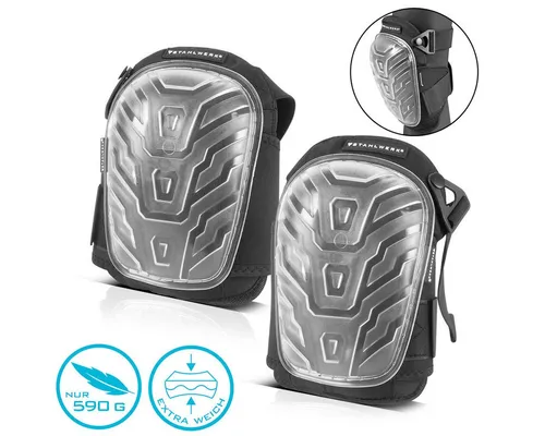 STAHLWERK Schienbeinschonerhalter Profi Knieschoner, Knieschützer, Kniepolster, formstabil und hochbelastbar mit hohem Tragekomfort