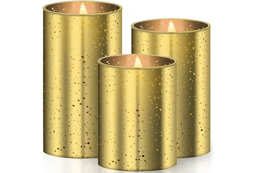 KESSER LED-Kerze, 3er Set flammenlose & flackernde Echtwachs Kerze mit Timerfunktion