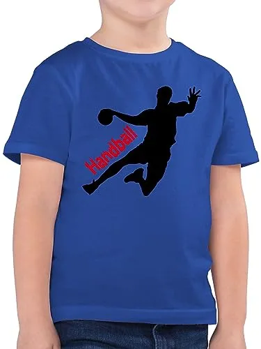 Kinder T-Shirt Jungen - Sport Kleidung - Handballer mit Schriftzug - 140 (9/11 Jahre) - Royalblau - Handball+Shirt+Kinder Sportshirt 25. Geburtstag Tshirt Shirt Kindershirt Shirts Kinder-t-Shirt