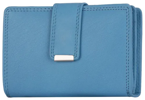 EAAKIE Damen Geldbörse RFID – Hell-Blau Rindleder Portemonnaie