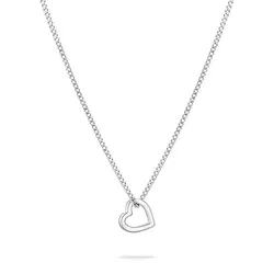 Tamaris Halskette TJ-0462-N-45 Silber - Ketten für Damen, elegante Panzerkette mit poliertem Edelstahl-Herzanhänger, ideal als Geschenk für besondere Anlässe.