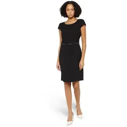 Betty & Co Damen Etuikleid mit Gürtel Schwarz, 44 - Elegantes Businesskleid mit taillierter Passform und Gürtel für eine feminine Silhouette, ideal für den professionellen Auftritt.