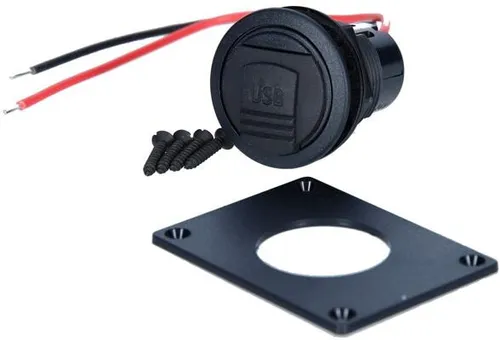 Pro Car USB-A Power-Steckdose mit Klappdeckel, inkl. Montageplatte, 3A, 12/24V