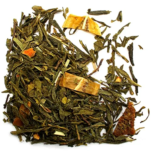 Grüner Tee Sencha ● Green Tea ● Grüner Tee mit KIWI ● Orangenschale ● Zitronengras ● Minze aroma ● Tee mit Früchte 50g ● Vegan ● Laktosefrei