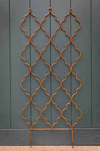 Rankgitter Metall Rost Steckzaun - 50cm Breite, 117cm Höhe - Spaliere aus robustem Eisen, ideal für Gartenbegrünung und als dekorativer Rankzaun.