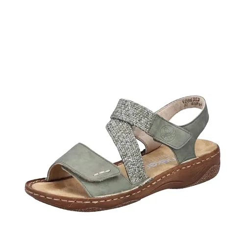 Rieker Keilsandalette in Grün - Wanderschuhe mit pflegeleichtem Materialmix und Antistress-Innensohle für optimalen Gehcomfort, ideal für entspannte Ausflüge.