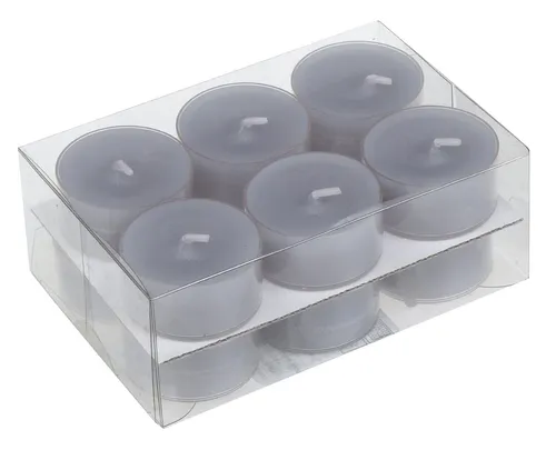 Steinhart Kerzen Teelicht Teelichter in Kunststoffhülle Grau 18/38mm, 12er-Pack