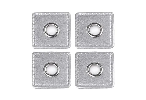 maDDma Aufnäher 4 Metall-Ösen auf Kunstleder, Lederimitat, Metall, silber Öse silbern