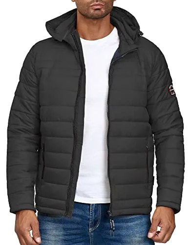 Indicode Allwetterjacke Herren - Lascelles - Funktionsjacke mit abtrennbarer Kapuze, winddicht und im Steppjacken Look - ideal für Frühling und Herbst.
