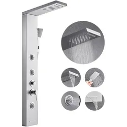 VEVOR Duschpaneel-Turmsystem 5 in 1 - Duschköpfe & -brausen: Modernes Edelstahl-Duschsystem mit Regenwasserfall-Duschkopf, Handbrause und 3 Körperdüsen für ein luxuriöses Duscherlebnis.