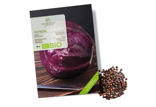 Growgreens Gemüsesamen BIO Rotkohl Samen (Red Drumhead) - Rotkohl Saatgut (125 Korn), Gemüse