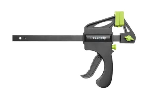 HÖGERT TECHNIK Schnellspannzwinge Einhandzwinge 150mm x 63mm, 50 kg Spannkraft Spannzwingen, Stahl Zwingen zum Spannen, Dehnen Holzzwingen für stabiles Fixieren von Holz Möbel mit einer Hand