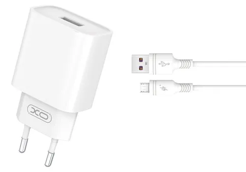 XO Wandladegerät CE02D QC 3.0 18W 1x USB weiß + microUSB-Kabel