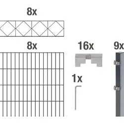 Alberts Doppelstabmattenzaun Bergen 100 cm, 16 m, anthrazit - Doppelstabmattenzaun in anthrazit, ideal für langlebige Einzäunung. Verzinkte Stahldrahtmatten schützen vor Rost und Wetter, perfekt für Garten und Grundstück.