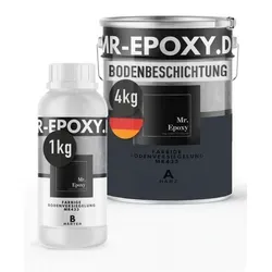 Mr. Epoxy Epoxidharz Bodenbeschichtung 5 kg - 2K Betonfarbe für Garagen, Keller & Werkstatt - Hochwertige 2K-Bodenbeschichtung aus Epoxidharz für langlebige und widerstandsfähige Böden in Garage, Werkstatt und Keller. Einfache Anwendung mit optimaler Deckkraft für strapazierfähige Oberflächen.
