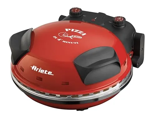 Ariete Pizzaofen Da Gennaro 1200 W - Rot und Schwarz, für knusprige neapolitanische Pizza in nur 4 Minuten