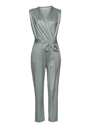 Lascana Damen Overall mit Bindegürtel - Stylischer Damen Overall mit breiten Trägern, überlappendem Oberteil und praktischen seitlichen Eingrifftaschen. Die glatte, knitterfreie Qualität sorgt für einen perfekten Look ohne Bügeln.