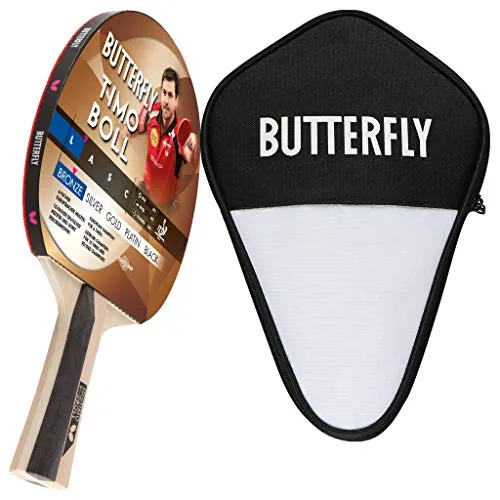 Butterfly® Timo Boll Bronze Tischtennisschläger | Tischtennis Racket Bat TT Hobbyschläger für ambitionierte Freizeitspieler | ITTF zertifizierter Addoy Belag | konkave Griffform | Holzfarbig
