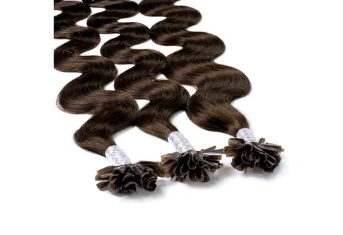 hair2heart Echthaar-Extension Bonding Extensions gewellt #6/3 Dunkelblond Gold 1g 40cm