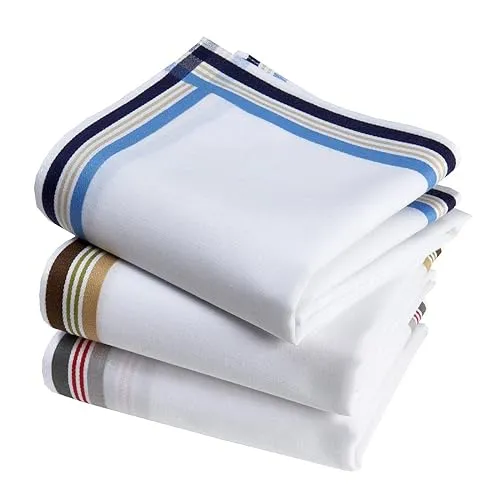Premium Taschentücher für Herren, 100 % Baumwolle, 45 cm x 45 cm, 3 Stück