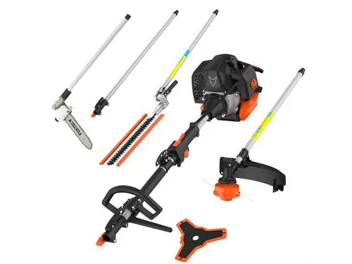 FUXTEC FX-MT252ER Multitool 5in1 - Benzin Motorsense mit Hochentaster, vielseitig einsetzbar für Rasenpflege und Hecken schneiden, inklusive 1m Verlängerung
