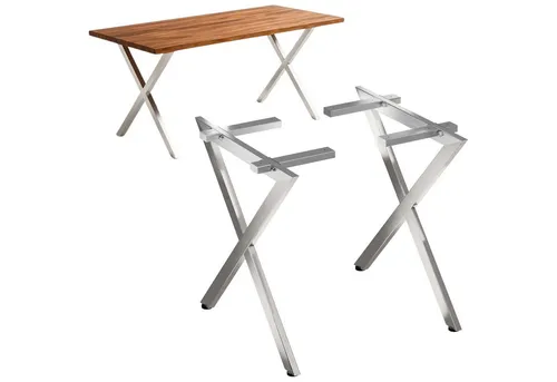 DanDiBo Tischbein Tischgestell Edelstahl 72 x 68 cm - Hochwertige Edelstahl-Tischbeine im markanten X-Design für stabile und individuelle Möbelprojekte. Ideal für Esstische und Schreibtische, einfach zu montieren und robust für den täglichen Einsatz.