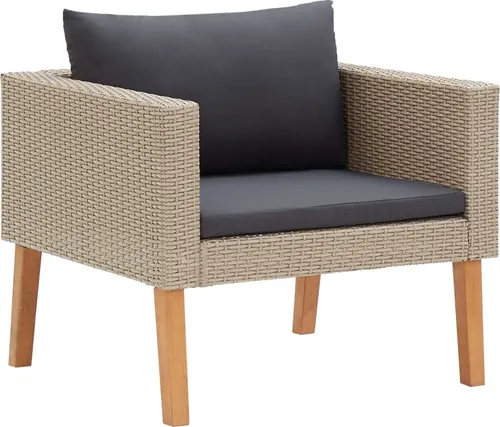 1-Sitzer-Gartensofa mit Auflagen Poly Rattan Beige