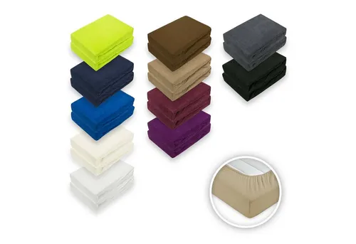 EXKLUSIV HEIMTEXTIL Frottee Spannbettlaken Doppelpack 90 x 200 cm - Hochwertige Spannbetttücher aus 80% Baumwolle, 20% Polyester, Öko-Tex zertifiziert und ideal für Matratzenhöhen bis 25 cm. Pflegeleicht und perfekt sitzend für einen erholsamen Schlaf.