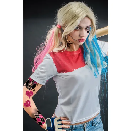 Karnevals Schminke für Harlekin Aufklebe-Tattoo bunt für Halloween Kostüm