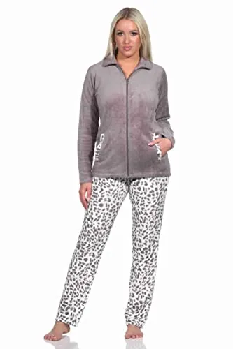 Normann Damen Hausanzug Homewear im Animal Look, Größe 48/50 - Kuschelig warmer Coral Fleece Hausanzug im stilvollen Animal Look. Ideal für gemütliche Stunden zu Hause oder als bequeme Loungewear. Schadstoffgeprüft und pflegeleicht bei 40 Grad.